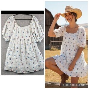 Billabong and Wrangler dress ditsy floral babydoll jrs. L puff coastal cowgirl